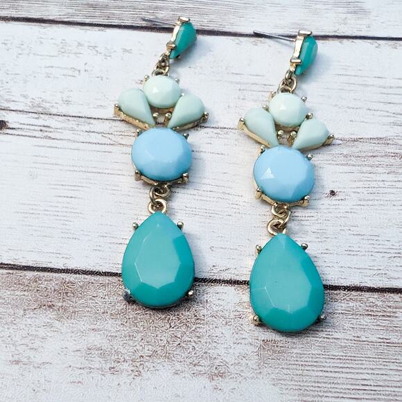 Vintage Earrings For Pierced Ears - Bluey Green Tones Dangle - Picture 10 of 10